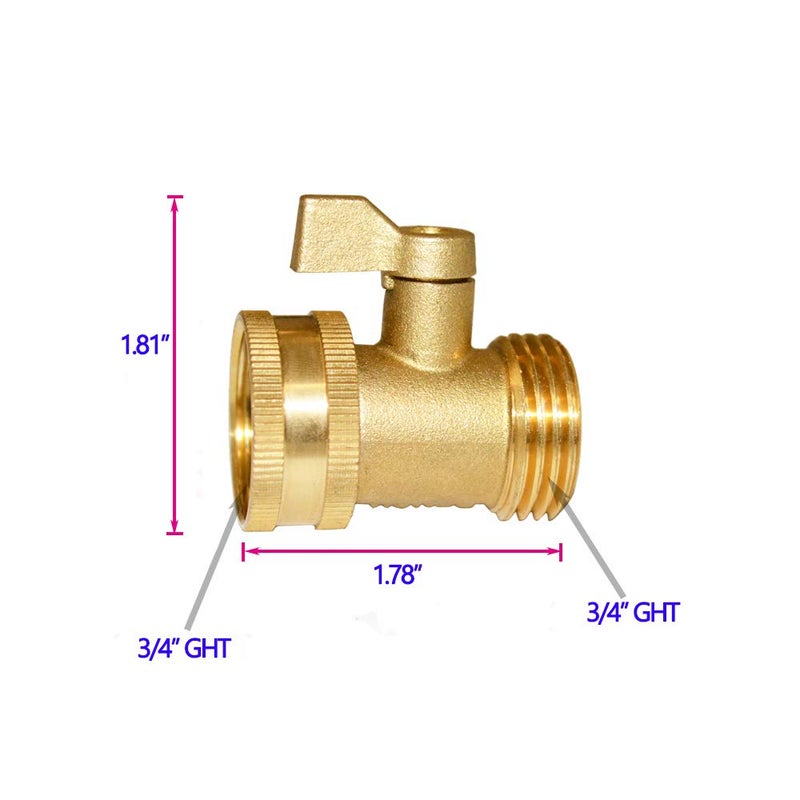 HQMPC Garden Hose Shut Off Valve 3/4" GHT Heavy Duty Hose On Off Valve Ball Valve 2 Pack With 4Pcs Washers - Image 2